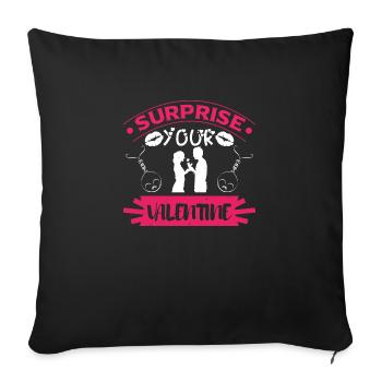 SURPRISE OUT VALENTINE - Sofa pillowcase 17,3'' x 17,3'' (45 x 45 cm) - black - Front