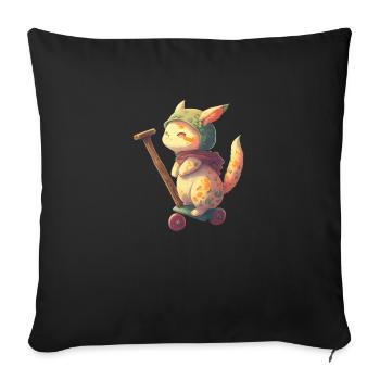 chat trottinette - Housse de coussin décorative 45 x 45 cm - noir - Devant