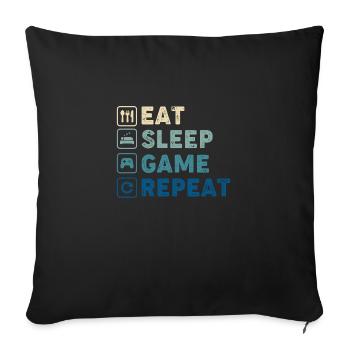 EAT SLEEP GAME REPEAT - Sofa pillowcase 17,3'' x 17,3'' (45 x 45 cm) - black - Front
