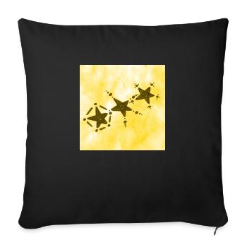 3 STARS SMILING YELLOW - Sofa pillowcase 17,3'' x 17,3'' (45 x 45 cm) - black - Front