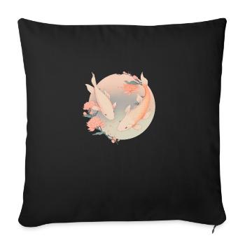 Carpe koi - illustration - Housse de coussin décorative 45 x 45 cm - noir - Devant