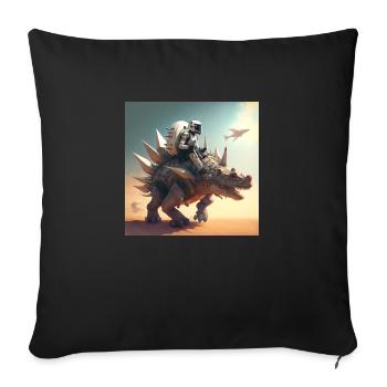 Astronaut riding robotic stegosaurus - Sofa pillowcase 17,3'' x 17,3'' (45 x 45 cm) - black - Front