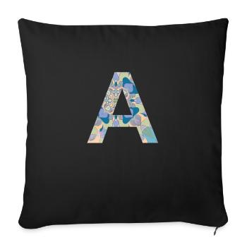 Lettre A en mandala - Housse de coussin décorative 45 x 45 cm - noir - Devant