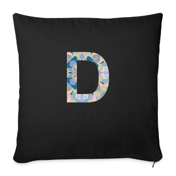 Lettre D en mandala - Housse de coussin décorative 45 x 45 cm - noir - Devant