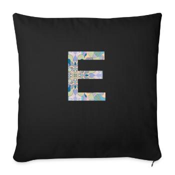 Letter E in mandala - Sofa pillowcase 17,3'' x 17,3'' (45 x 45 cm) - black - Front