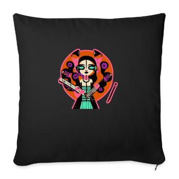 Fille de la musique - Housse de coussin décorative 45 x 45 cm - noir - Devant