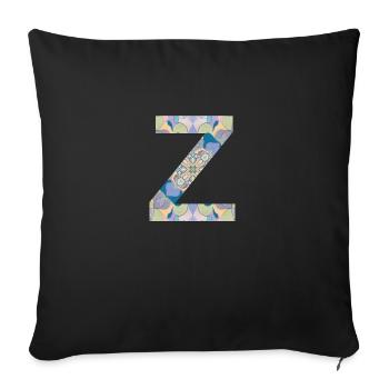 Lettre Z en mandala - Housse de coussin décorative 45 x 45 cm - noir - Devant