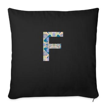 Letter F in mandala - Sofa pillowcase 17,3'' x 17,3'' (45 x 45 cm) - black - Front