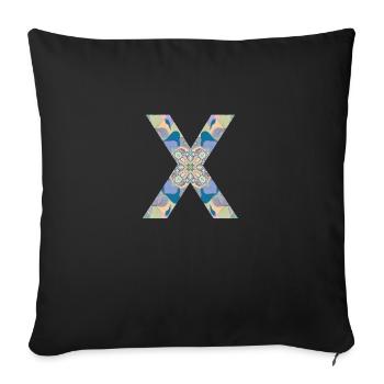 Lettre X en mandala - Housse de coussin décorative 45 x 45 cm - noir - Devant