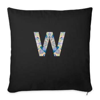 Letter W in mandala - Sofa pillowcase 17,3'' x 17,3'' (45 x 45 cm) - black - Front