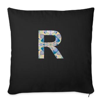 Lettre R en mandala - Housse de coussin décorative 45 x 45 cm - noir - Devant