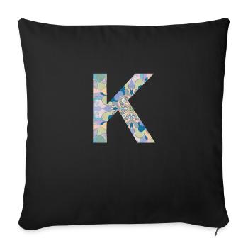 Lettre K en mandala - Housse de coussin décorative 45 x 45 cm - noir - Devant
