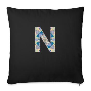 Letter N in mandala - Sofa pillowcase 17,3'' x 17,3'' (45 x 45 cm) - black - Front