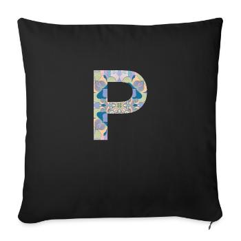 Letter P in mandala - Sofa pillowcase 17,3'' x 17,3'' (45 x 45 cm) - black - Front