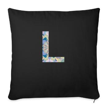Letter L in mandala - Sofa pillowcase 17,3'' x 17,3'' (45 x 45 cm) - black - Front