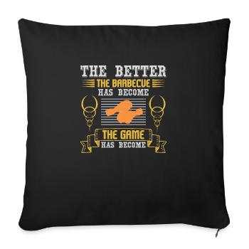 PLUS LE BARBECUE EST DEVENU LE JEU A - Housse de coussin décorative 45 x 45 cm - noir - Devant