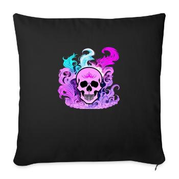 Fire Skull Smoke Pink Skeleton Flames 6 - Sofa pillowcase 17,3'' x 17,3'' (45 x 45 cm) - black - Front