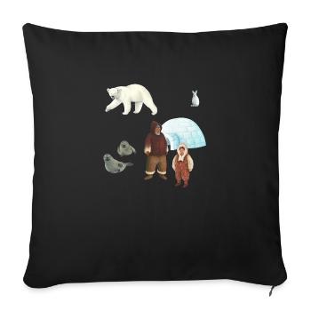 Eskimo family - Sofa pillowcase 17,3'' x 17,3'' (45 x 45 cm) - black - Front
