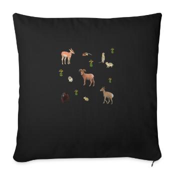 Animals in the mountains - Sofa pillowcase 17,3'' x 17,3'' (45 x 45 cm) - black - Front