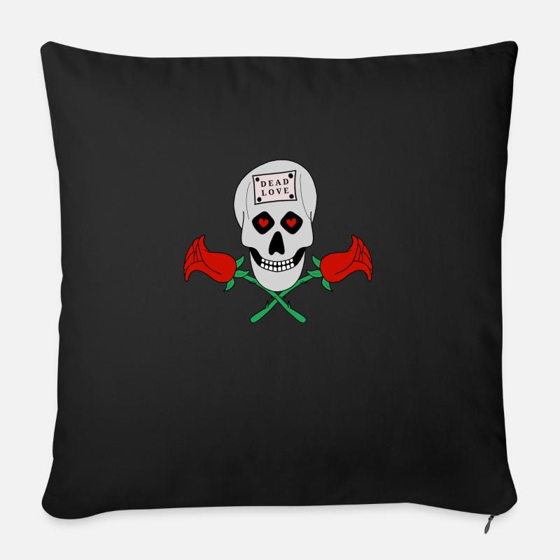 Amour mort - Crâne - Housse de coussin décorative 45 x 45 cm - noir