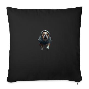Chien avec sweat à capuche - Housse de coussin décorative 45 x 45 cm - noir - Devant