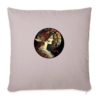 Femme mystique façon art nouveau - Housse de coussin décorative 45 x 45 cm - taupe clair - Devant