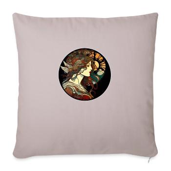 Femme mystique façon art nouveau - Housse de coussin décorative 45 x 45 cm - taupe clair - Devant