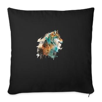Loup 2 - Housse de coussin décorative 45 x 45 cm - noir - Devant