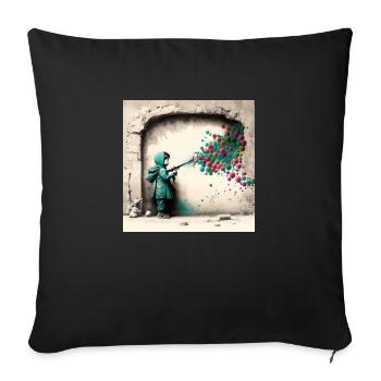 Child Bubble Gun Street Art - Sofakissenbezug 45 x 45 cm - Schwarz - Vorne