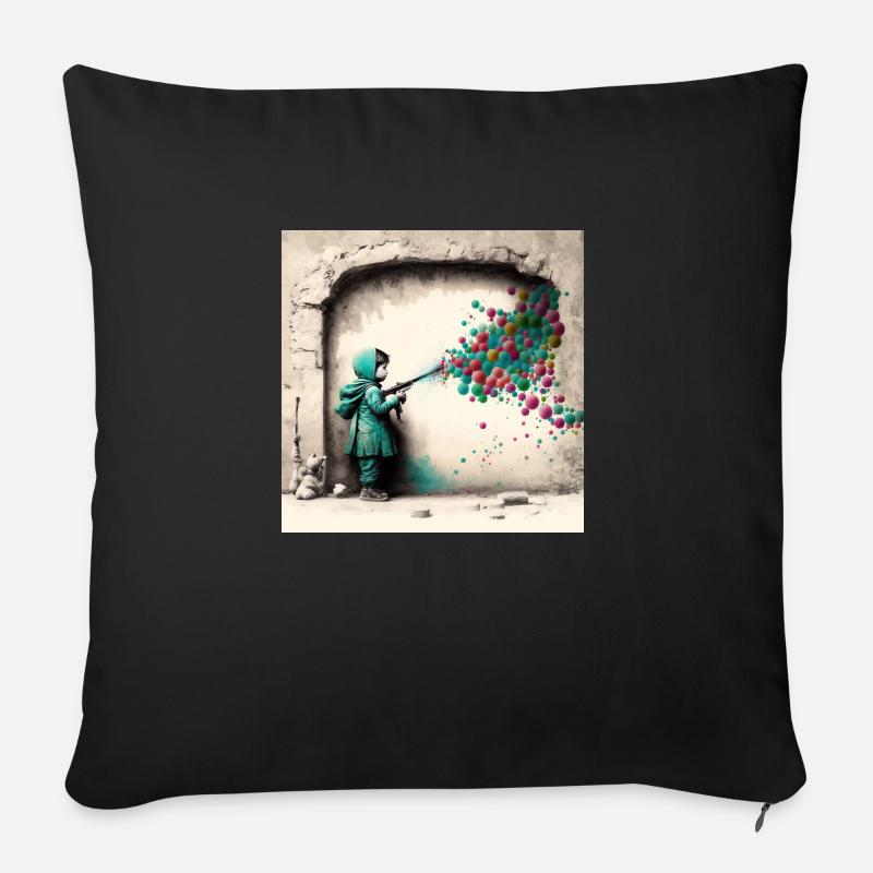 Child Bubble Gun Street Art - Sofakissenbezug 45 x 45 cm - Schwarz