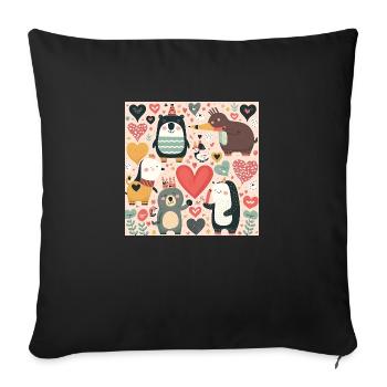 Cartoon Love - Sofa pillowcase 17,3'' x 17,3'' (45 x 45 cm) - black - Front