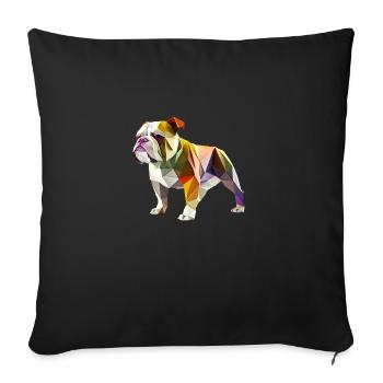 Origami Geometrie Bulldog bunt modern arty - Sofakissenbezug 45 x 45 cm - Schwarz - Vorne