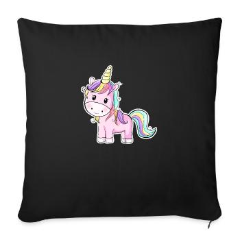 Licorne de cheval mignon - Housse de coussin décorative 45 x 45 cm - noir - Devant
