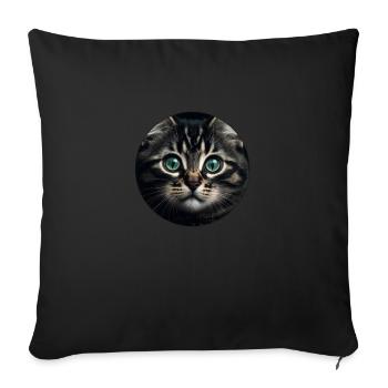 süßes Tabby-Kätzchen mit großen Augen - Sofakissenbezug 45 x 45 cm - Schwarz - Vorne