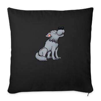 Loup hurlant - Housse de coussin décorative 45 x 45 cm - noir - Devant