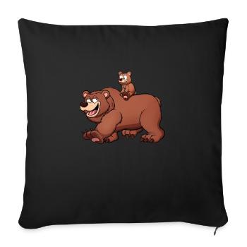 Père Ours avec Bébé Ours - Housse de coussin décorative 45 x 45 cm - noir - Devant