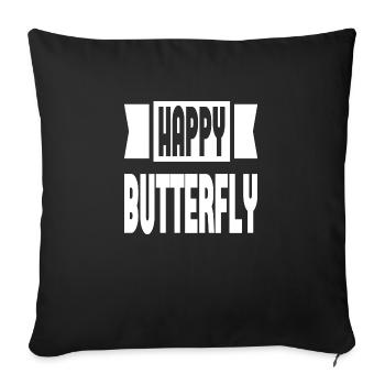 Happy Butterfly - Sofakissenbezug 45 x 45 cm - Schwarz - Vorne