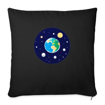 Mignon dessin animé représentation de la planète Terre 4 - Housse de coussin décorative 45 x 45 cm - noir - Devant