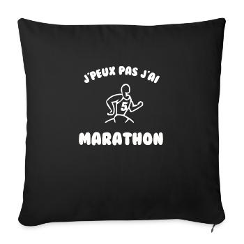 J’peux pas j’ai marathon - Housse de coussin décorative 45 x 45 cm - noir - Devant