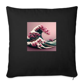 Tsunami Florale - Housse de coussin décorative 45 x 45 cm - noir - Devant