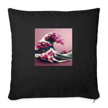 Tsunami Florale - Housse de coussin décorative 45 x 45 cm - noir - Devant