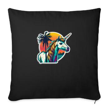 Licorne hipster arc-en-ciel avec lunettes de soleil - Housse de coussin décorative 45 x 45 cm - noir - Devant
