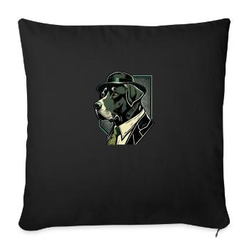 Labrador Pop Art Detective Dog in Suit - Sofa pillowcase 17,3'' x 17,3'' (45 x 45 cm) - black - Front