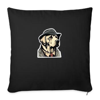 Labrador Pop Art Detective Dog in Suit - Sofa pillowcase 17,3'' x 17,3'' (45 x 45 cm) - black - Front