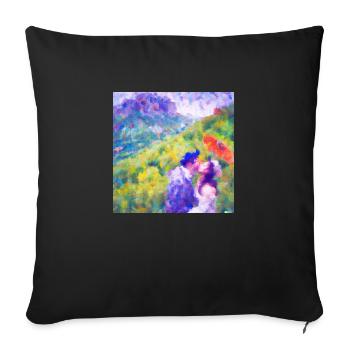 Kuss im Stil von Monet - Sofakissenbezug 45 x 45 cm - Schwarz - Vorne
