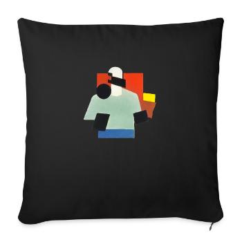 Virtual Reality - Suprematism Style - AI Art - Sofa pillowcase 17,3'' x 17,3'' (45 x 45 cm) - black - Front