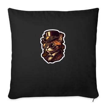 Chat Steampunk avec chapeau et lunettes - Housse de coussin décorative 45 x 45 cm - noir - Devant