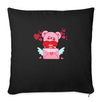 Un ours avec un message d’amour - Housse de coussin décorative 45 x 45 cm - noir - Devant