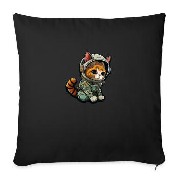 Meownaut astronaut cat for cat daddy - Sofa pillowcase 17,3'' x 17,3'' (45 x 45 cm) - black - Front