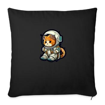 Meownaut astronaut cat for cat daddy - Sofa pillowcase 17,3'' x 17,3'' (45 x 45 cm) - black - Front